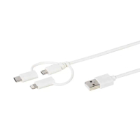 USB-C/Lightning/Micro-USB Cable 1m White