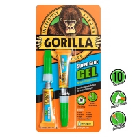 Gorilla Super Glue Gel 2x3g, Tyktflydende og stærk