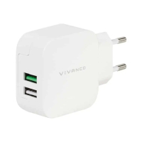 Fast Charging 2xUSB Home Charger 3.4A (2.4A+1A), White