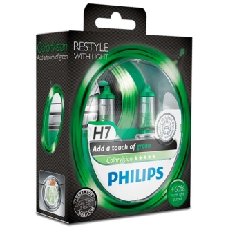 Philips h7 colorvision, grøn - 2-pak