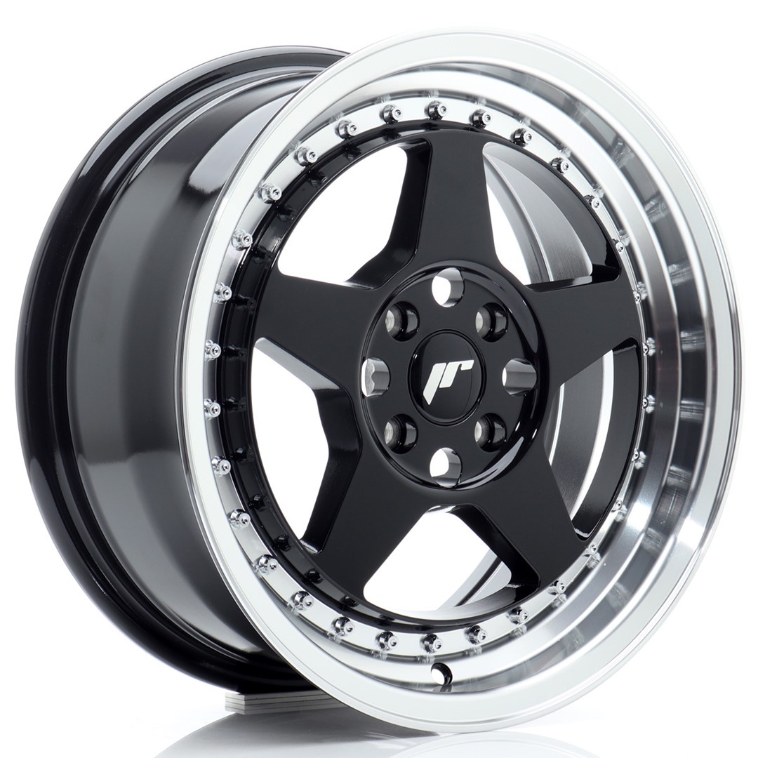 JR WHEELS JR6 Gloss Black w- Machined Lip Gloss Black w/ Machined Lip