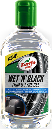 Se TURTLE WAX WET 'N' BLACK TRIM & TYRE GEL 300 ML hos Dækbutikken - Dæk og Fælge