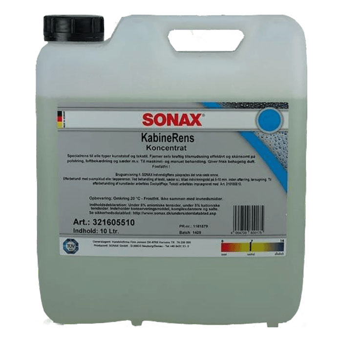 Se Sonax Kabinerens 10 liter hos Dækbutikken - Dæk og Fælge