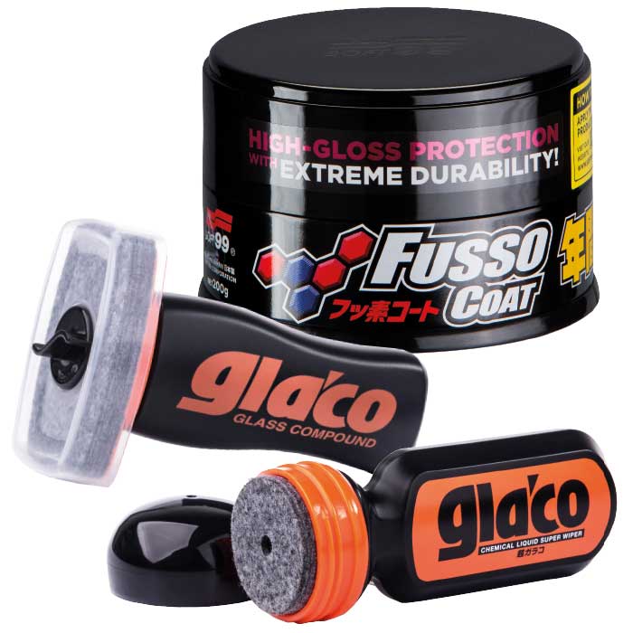Se Soft99 ekslusivt Fusso og Glaco kit mørk hos Dækbutikken - Dæk og Fælge